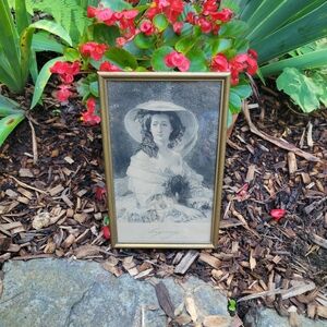 VTG  Portrait of Empress Eugenie of France by Winterholter Framed Under Glass